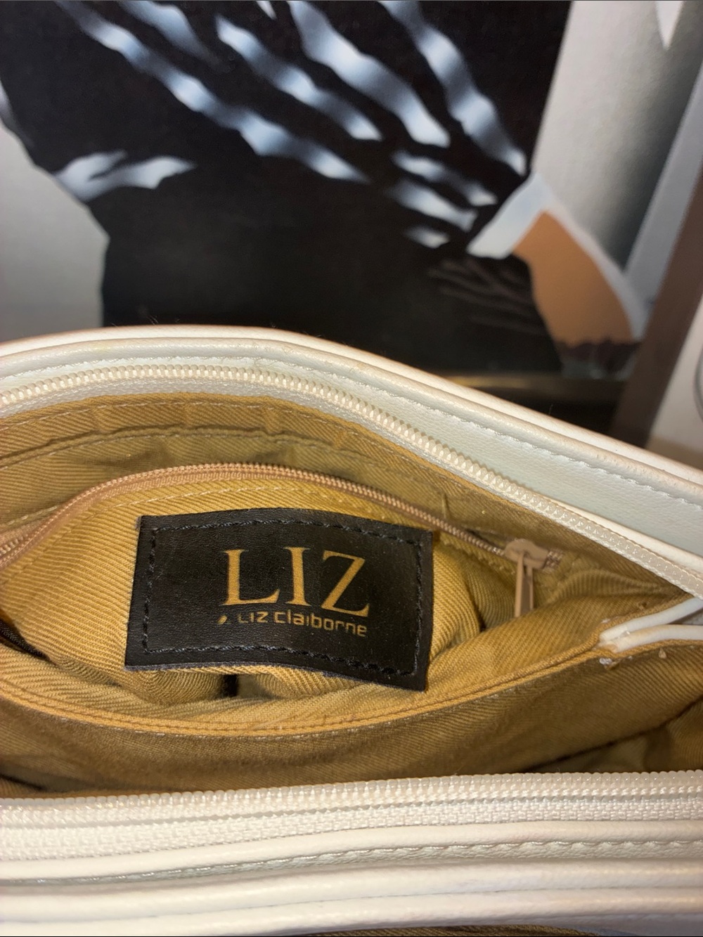 Genuine Liz Claiborne Classic White Crossbody Bag with Gold Accent - Picture 8 of 13
